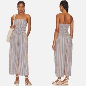 Free People Roaming Shores Strapless Striped Jumper in size Large NEW